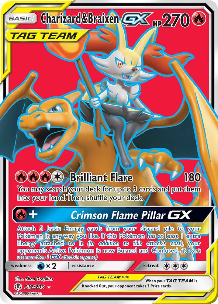 Charizard & Braixen GX (Full Art) | SM - Cosmic Eclipse #212/236