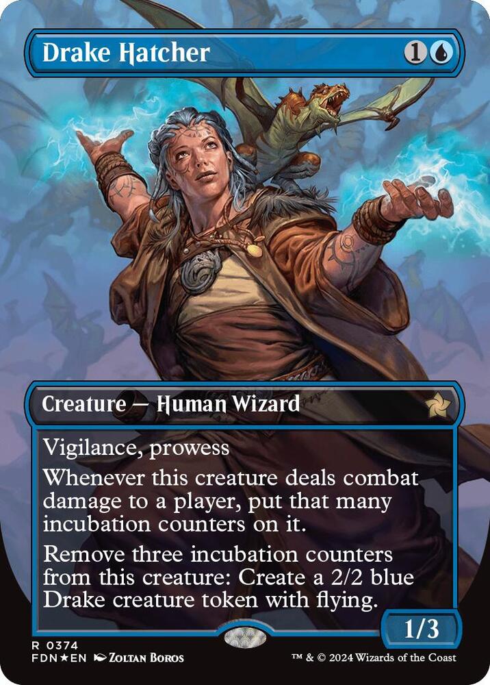 Drake Hatcher (Borderless) (Mana Foil) | Foundations #374