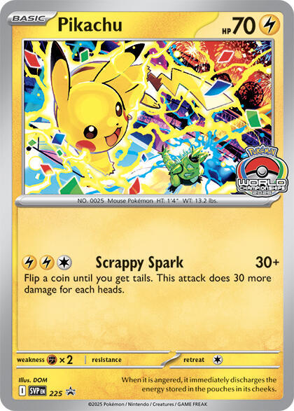 Pikachu - 225 (World Championship 2025) | SV: Scarlet & Violet Promo Cards #225