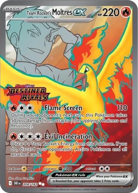 Team Rocket's Moltres ex - 208/182 (Destined Rivals Stamp) | Miscellaneous Cards & Products #208/182
