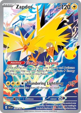 Zapdos - 133/128 | ME: 30th Celebration #133/128
