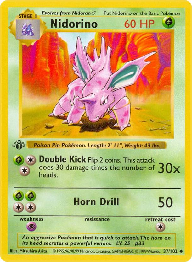 Nidorino | Base Set (Shadowless) #037/102
