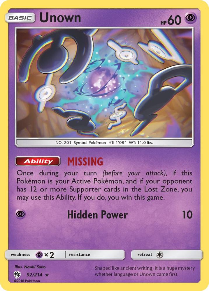 Unown (92) | SM - Lost Thunder #92/214