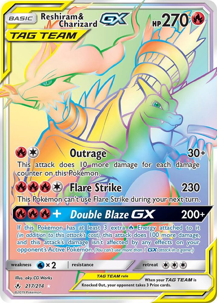 Reshiram & Charizard GX (Secret) | SM - Unbroken Bonds #217/214