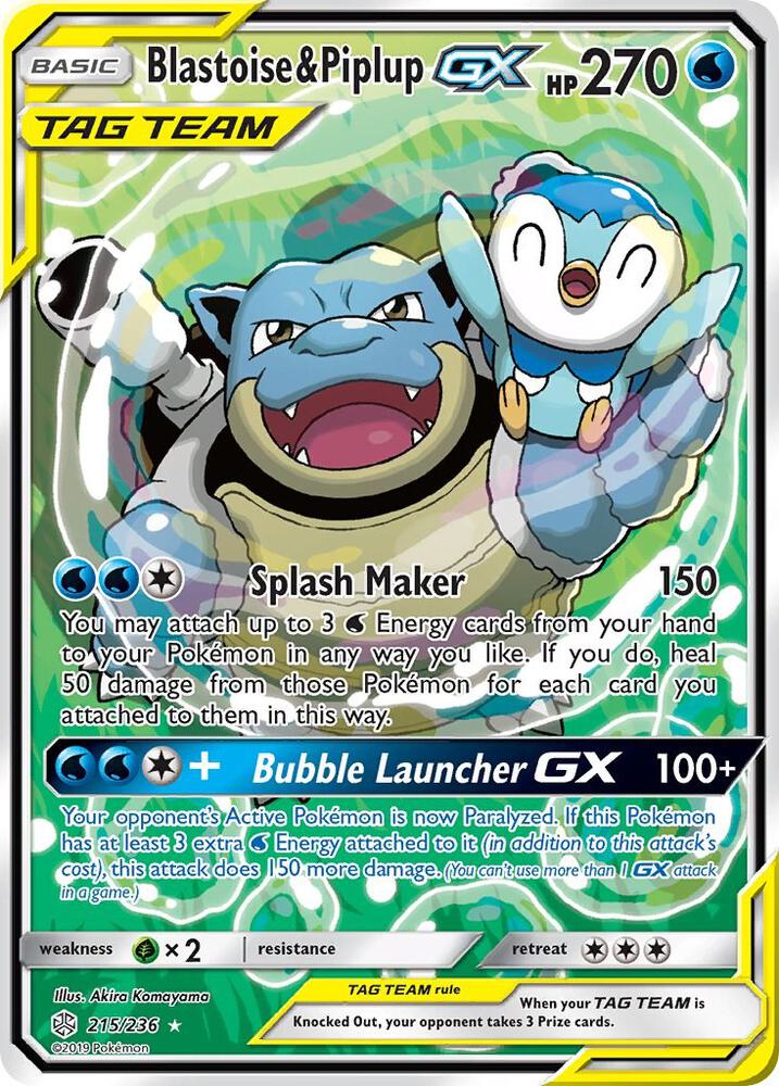 Blastoise & Piplup GX (Alternate Full Art) | SM - Cosmic Eclipse #215/236