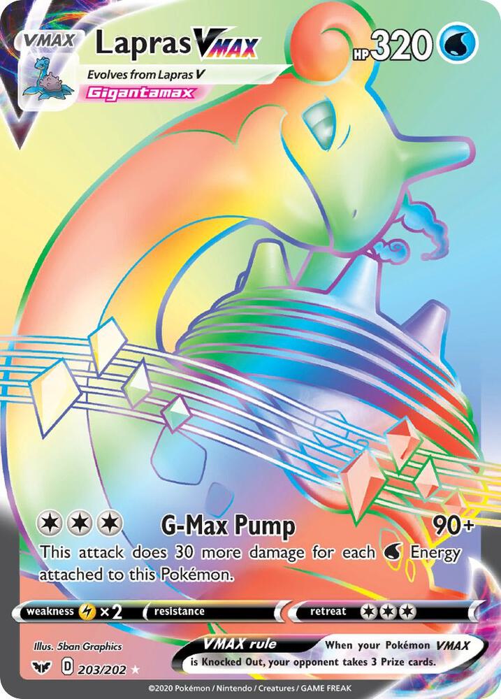 Lapras VMAX (Secret) | SWSH01: Sword & Shield Base Set #203/202