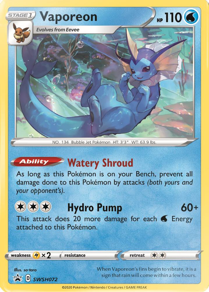 Vaporeon - SWSH072 | SWSH: Sword & Shield Promo Cards #SWSH072