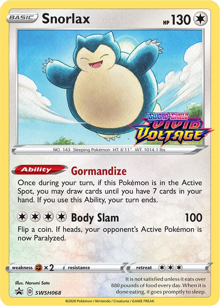 Snorlax - SWSH068 (Prerelease) | SWSH: Sword & Shield Promo Cards #SWSH068