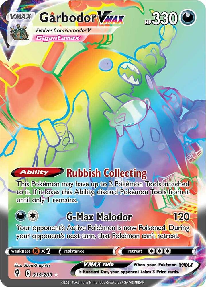 Garbodor VMAX (Secret) | SWSH07: Evolving Skies #216/203