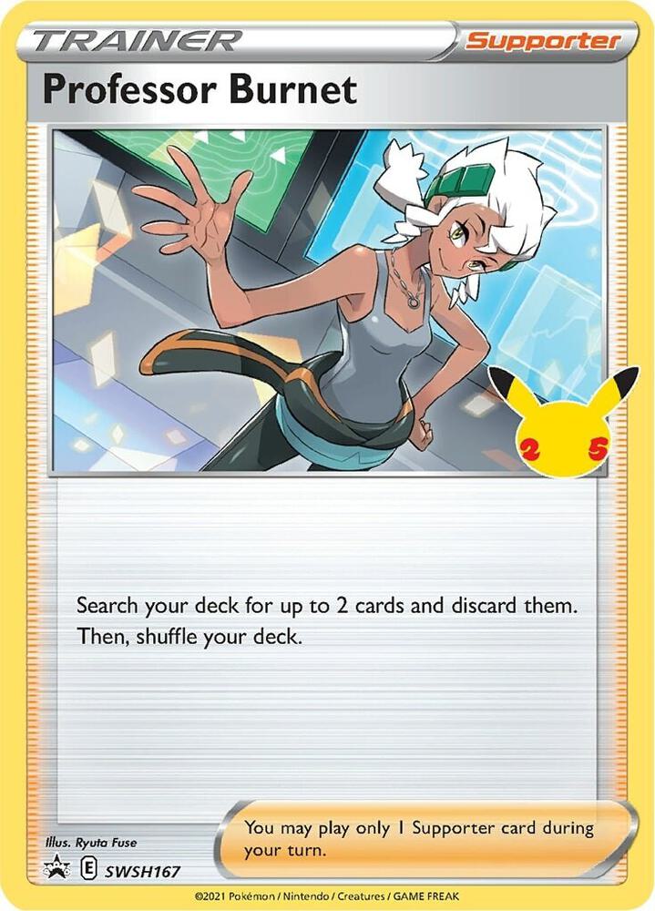 Professor Burnet - SWSH167 (25th Anniversary Stamp) | SWSH: Sword & Shield Promo Cards #SWSH167