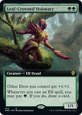 Leaf-Crowned Visionary (Extended Art) | Dominaria United #414
