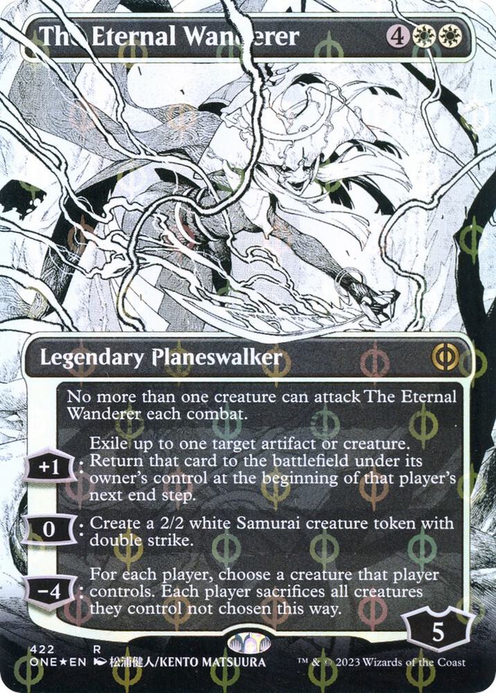 The Eternal Wanderer (Borderless) (Step-and-Compleat Foil) | Phyrexia: All Will Be One #422