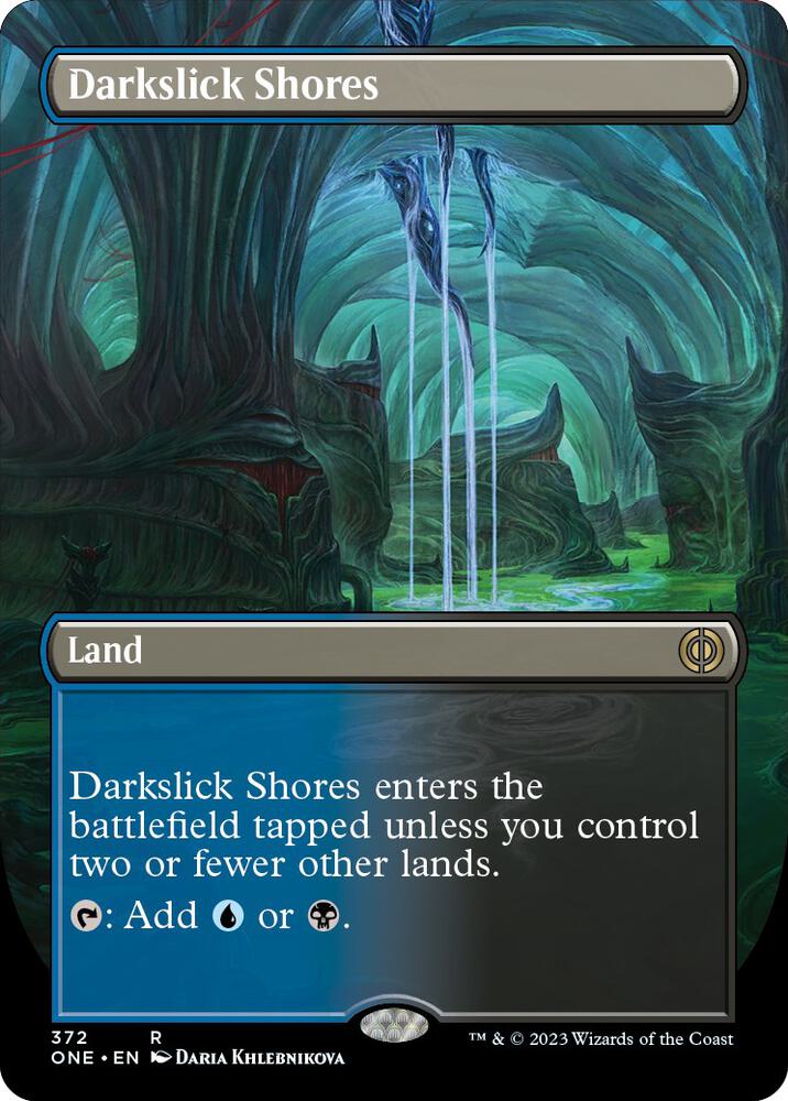 Darkslick Shores (Borderless) | Phyrexia: All Will Be One #372