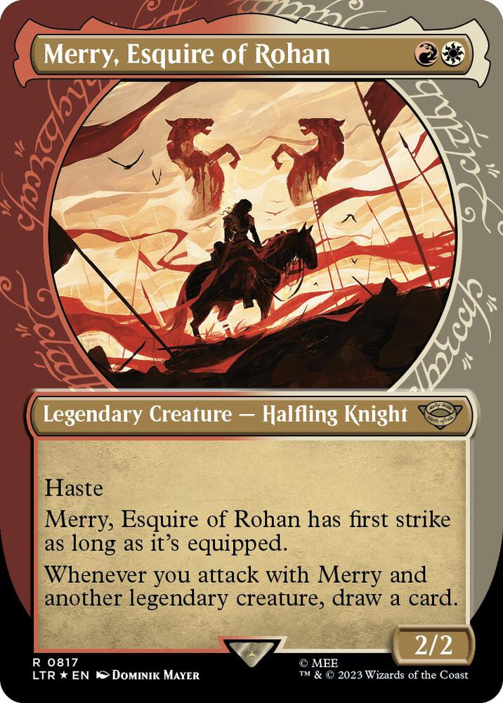 Merry, Esquire of Rohan (Showcase) (Surge Foil) | Universes Beyond: The Lord of the Rings: Tales of Middle-earth #817