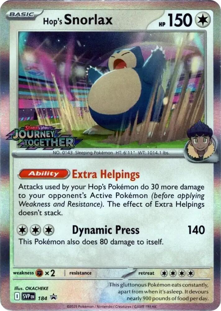 Hop's Snorlax - 184 (Prerelease) | SV: Scarlet & Violet Promo Cards #184
