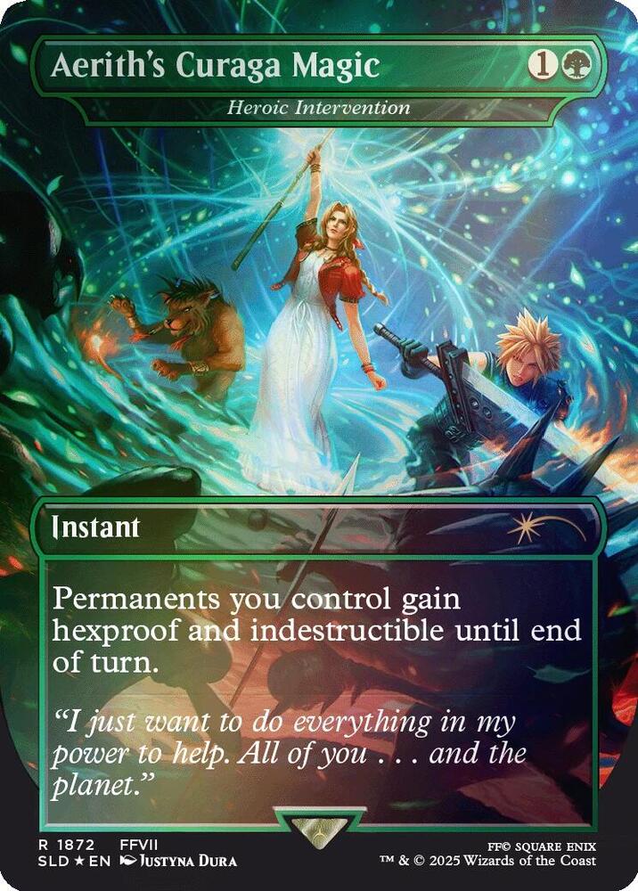 Aerith's Curaga Magic - Heroic Intervention (Rainbow Foil) | Secret Lair Drop Series #1872