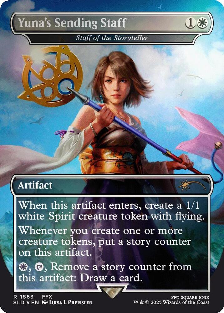 Yuna's Sending Staff - Staff of the Storyteller (Rainbow Foil) | Secret Lair Drop Series #1863
