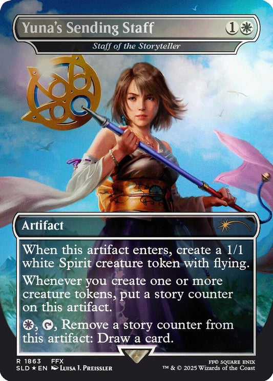 Yuna's Sending Staff - Staff of the Storyteller (Rainbow Foil) | Secret Lair Drop Series #1863