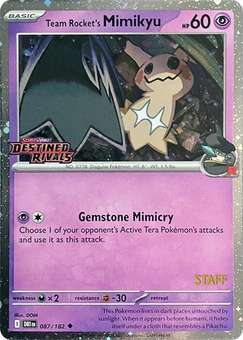 Team Rocket's Mimikyu (Prerelease) [Staff] | Miscellaneous Cards & Products #087/182