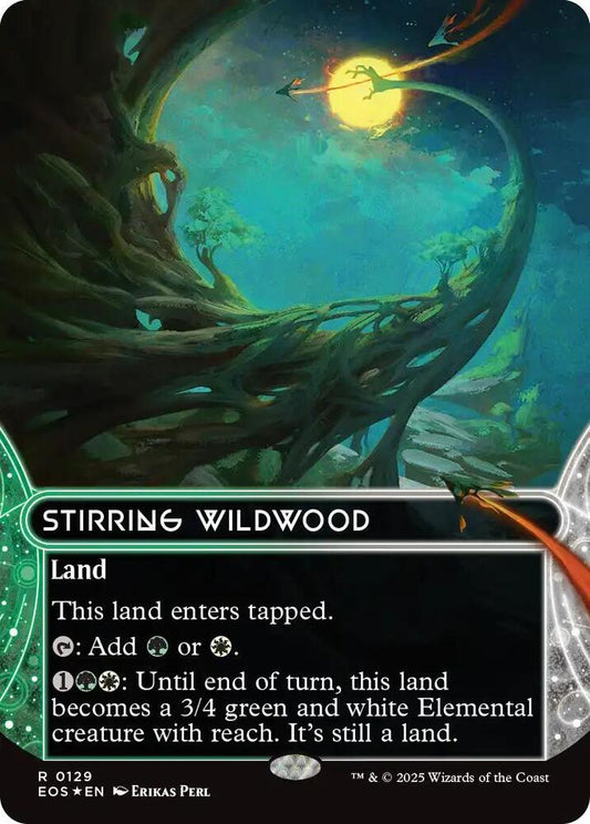 Stirring Wildwood (0129) (Borderless) (Galaxy Foil) | Edge of Eternities: Stellar Sights #129