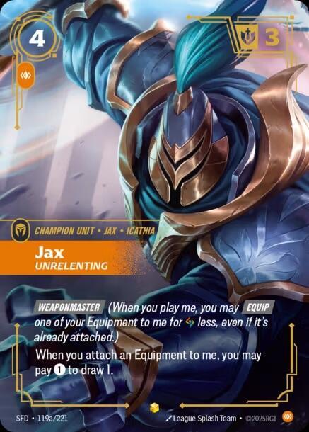Jax - Unrelenting (Alternate Art) | Spiritforged #119a/221
