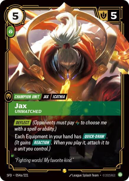 Jax, Unmatched (Alternate Art) | Spiritforged #054a/221