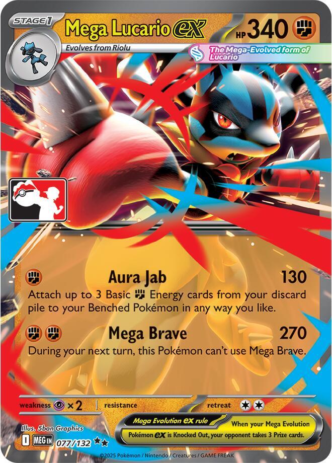 Mega Lucario ex - 077/132 | Prize Pack Series Cards #077/132