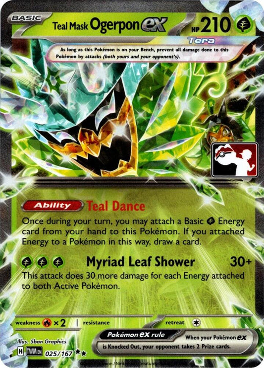 Teal Mask Ogerpon ex - 025/167 (Prize Pack Series 7) | Prize Pack Series Cards #025/167